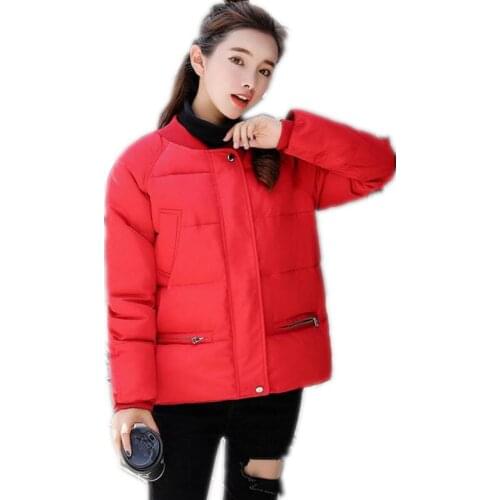Long Sleeve Women Parkas 2018 New Fashion Down Cotton Jacket O-Neck Female Short Parkas Winter Loose Jackets High Quality Q780