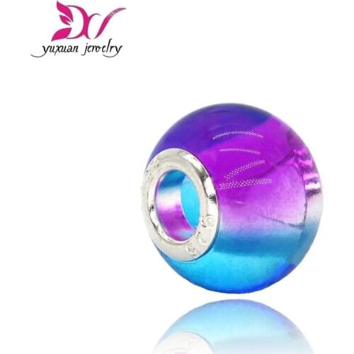 Arrival Gradient European Fashion Charms Murano Glass Beads Fit Boutique Style Charm Bracelets For Women Gradient Rainbow H505