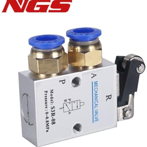 1pcs Mechanical valve S3R-M5 Roller Lever Mechanical Valve with M5" BSP M5 Inch 3 Way 2 Position