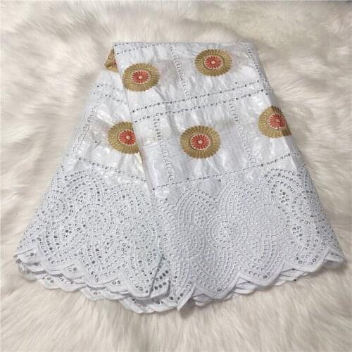 100% Cotton Embroidered Bazin Riche Brocade Lace Fabric with Stones African Basin Brode Lace Fabric for Women Dress Bazin Riche