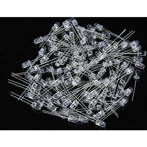 100PCS 5mm White Emitted Color Ultra-Bright LED Light Lamp Emitting Diodes 15000MCD E5M1