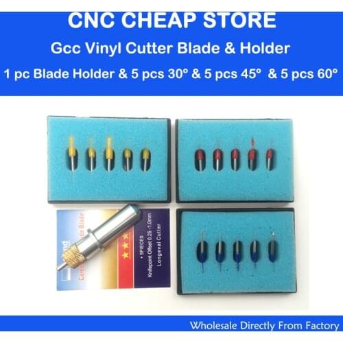 15pcs Cutting Plotter Vinyl Cutter Knife 30 45 60 Degree Blades+ 1pc GCC SIGN PAL Replacement Holder