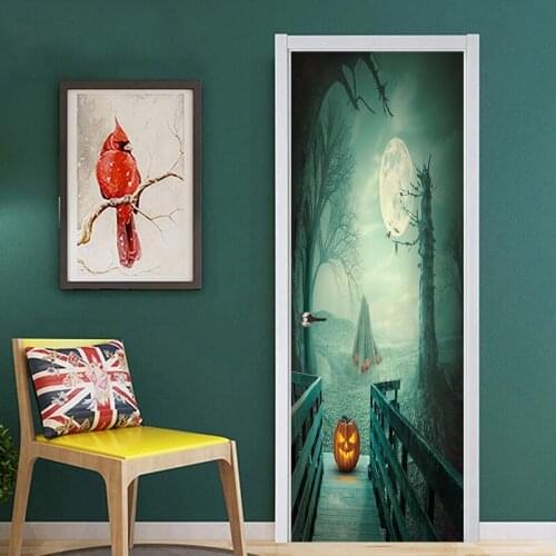 2pcs/set Happy Halloween Home Household Room Wall Sticker Door Mural Decor Decal Removable Party Home Decor