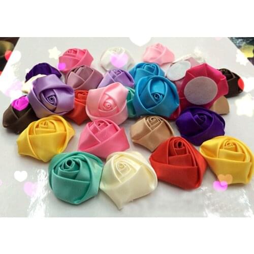 20pcs/lot Handmade DIA 3.5cm Fabric Satin Rose Flowers Artificial Flower DIY For Bridal Bridesmaid Wedding Bouquet Accessoires