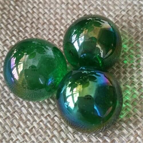 3pcs 16-20mm Green Aura Sphere Titanium Electroplating Quartz Crystal Ball Healing Decoration Natural Stones and Minerals sphere