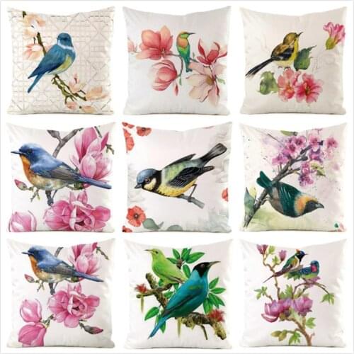 45cm*45cm ***Bird*** Inimitated Silk Fabric Throw Pillow Covers Couch Cushion Cover Home Decorative Pillows Pillow Case