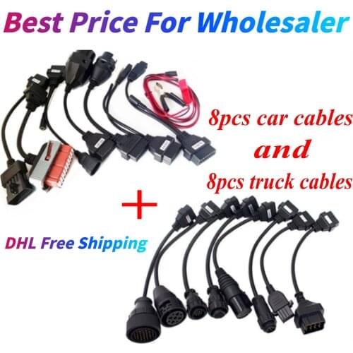 5pcs DHL ship Full Set 8pcs Trucks Cables& 8 pcs Car Cables for vd tcs cdp pro plus MVD Auto Cables for vd ds150e cdp delphis