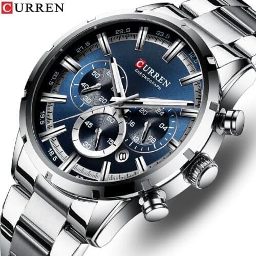 New CURREN Watches Men Casual Sport Men’s Watch Waterproof Stainless Steel Wristwatch Big Dial Quartz Clock Relogio Masculino