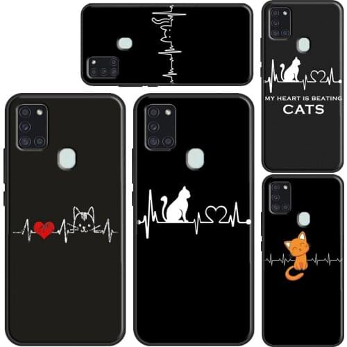 Cat Heartbeat Case For Samsung A21S A20e A11 A31 A51 A71 Cover For Galaxy M31 M21 A10 A30S A40 A50 A70