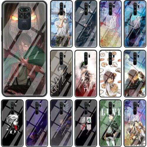 Phone Case for Xiaomi Redmi Note 9S 8 8T 9 K30 Pro K20 7 8A 9A 9C 9i Tempered Glass Funda Back Cover Attack on titan cute Shell