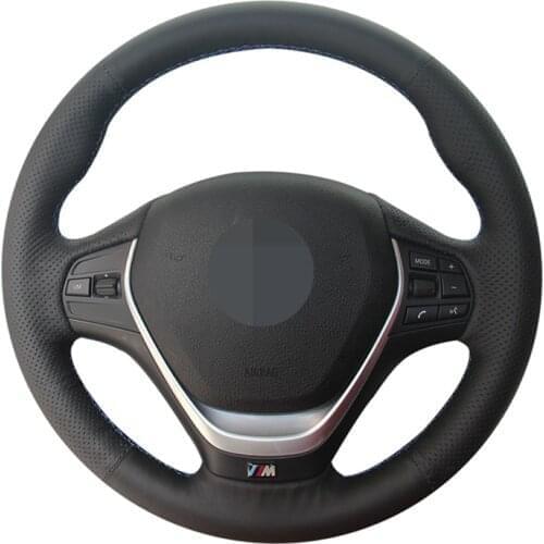 Black Artificial Leather Hand-stitched Car Steering Wheel Cover For BMW F20 2012-2018 F45 2014-2018 F30 F31 F34 2013-2017 F32