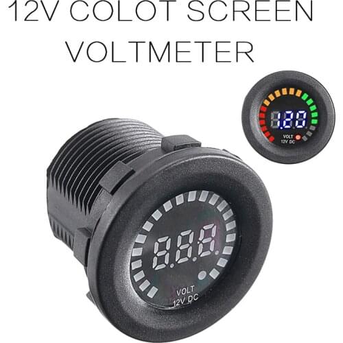 Black DC 12V RGB LED Panel Digital Voltage Volt Meter Display Voltmeter Ammeter For Motorcycle Car