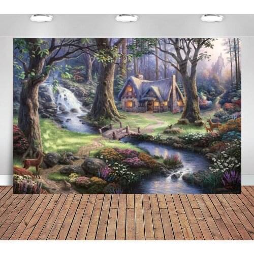 Jungle Wonderland Backdrop Newborn Photography Backdrop Woodland Forest House Background Photo Studio Party Decoration Banner