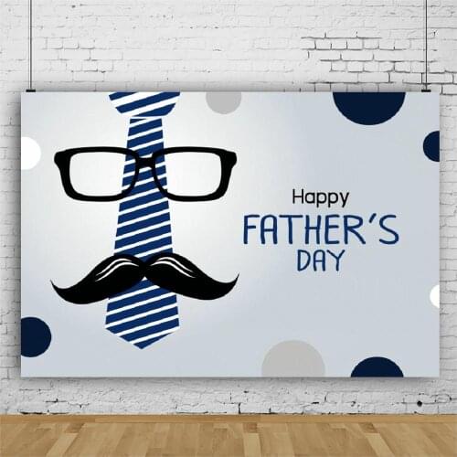 Happy Fathers Day Mustache and Blue Tie Photography Background Baby Shower Celebration Photo Booth Studio Decor