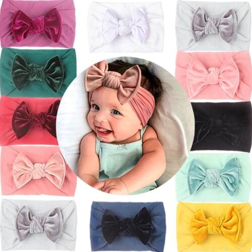 1pc Baby Headband Kids Newborn Girls Baby Headwrap Solid Bow Headband Stretch Hairband Accessories Headwear Hair Accessories
