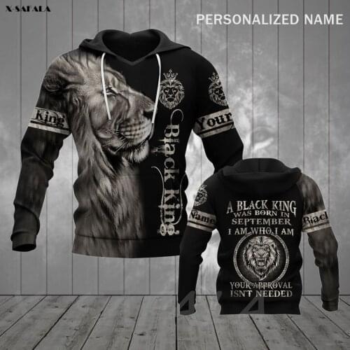 KING WAS BORN IN SEPTEMBER Lion 3D Printed Man Female Zipper Zip Up ZIPPED HOODIE Pullover Sweatshirt Hooded Jersey Tracksuits