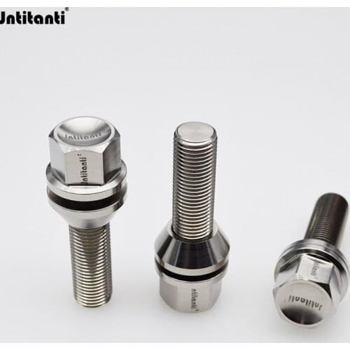 Silver lightweight Gr5 titanium wheel hub bolt for BMW M14*1.25*28