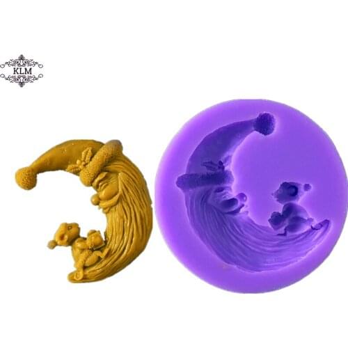 KLM Moon Old Man Epoxy Mold DIY Cake Tool Chocolate Mold Cake Decoration Accessories Clay Tool Kitchen Baking Mold