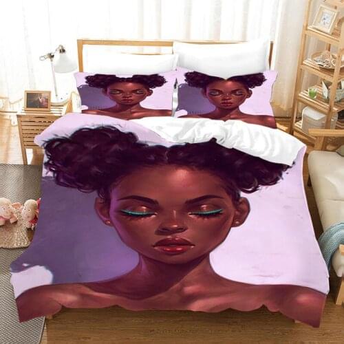 3D African girl duvet cover set with pillowcase luxury bedding set queen size Bedclothes comforter set double bed line