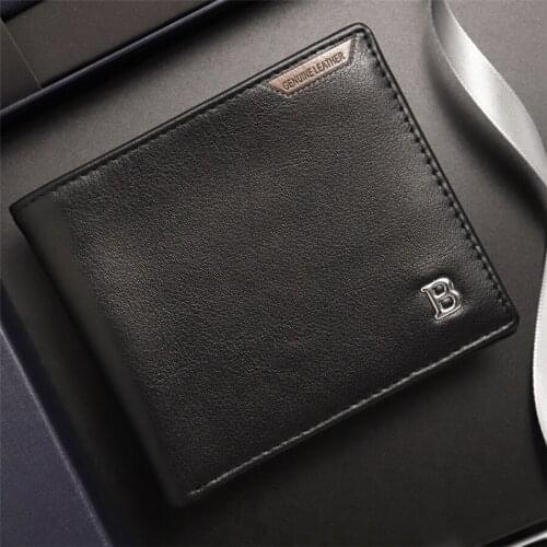 Cowhide Leather Genuine Leather Wallet Man’s Purse Nappa Leather Male’s Fine Pattern Billfold Money Bag F712