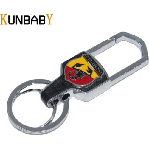 KUNBABY Leather Car Key Ring Car-stlying Keyring Car Key Chain Auto Pendant Key Holder Case For Fiat Abarth 500 Car Accessories