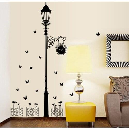 Creative Fence Ancient Lamp Wall Sticker Wall Mural Home Decor living room background art Decals Butterflies stickers Wallpaper