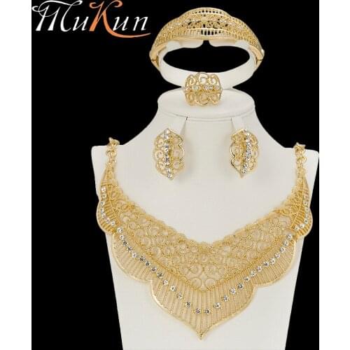 MuKun Trendy african bridal jewelry sets wedding african beads jewelry set nigerian wedding jewellery sets for women necklace