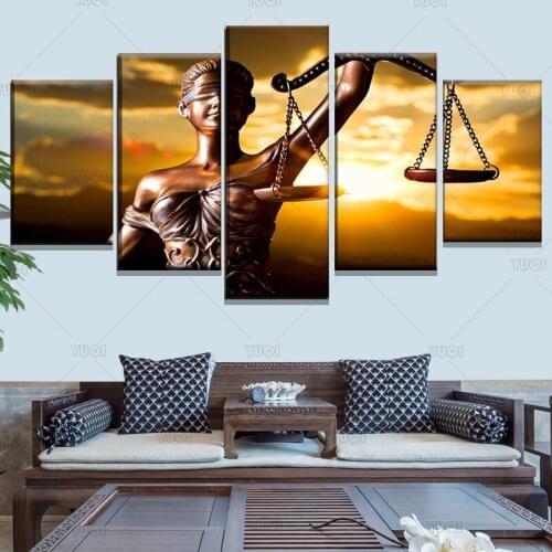 5 Piece With the Image Of Themis Goddess of Justice Painting Wall Art Framework Home Decor Modular Picture Canvas Print Poster