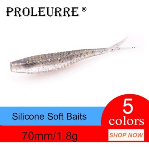Proleurre 5pcs/lot Soft Easy Shiner Fishing Wobbler Lures 70mm 1.9g Soft Jig Baits Artificial Double Color Silicone Soft Bait