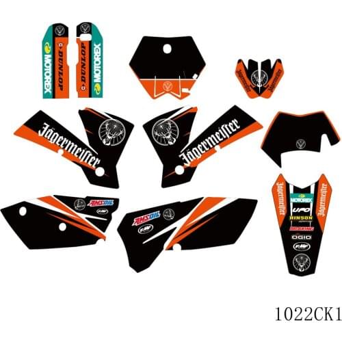 Full Graphics Decals Stickers Motorcycle Background Custom Number For KTM EXC EXC-F 125 250 300 450 525 2004 2005 2006 2007