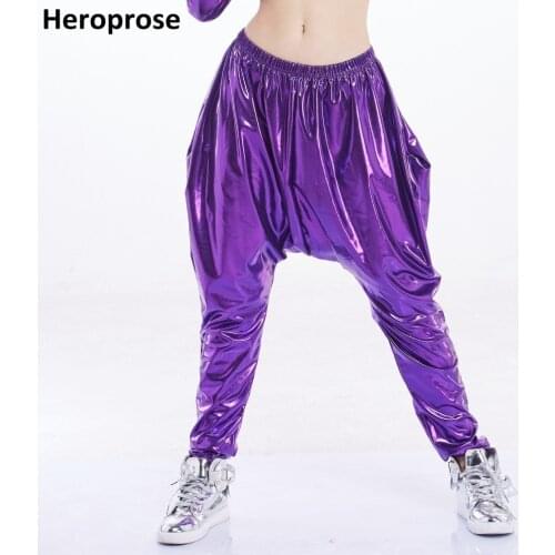 Heroprose Brand New 2018 Fashion personality purple big crotch trousers stage performance wear baggy skinny hip hop harem pants