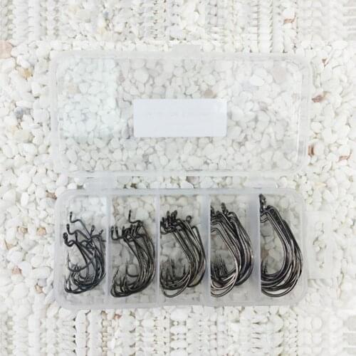 NEW 50Pcs 2# 1# 1/0# Fishing Jig Hooks High Carbon Steel Barb J-shaped Fishhook Set