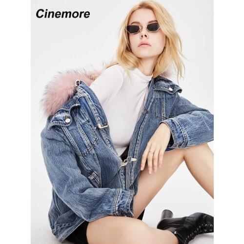 Cinemore 2020 Winter New Denim Parker Women Ccollar Detachable Thick Down Jcket Liner Mid-length Womens winter jackets 82064