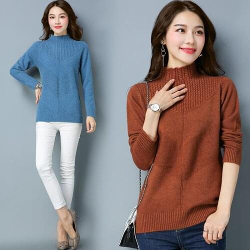 Autumn & Winter womens solid color high quality turtleneck thick warm sweater pullovers slim sweater jumpers free shipping
