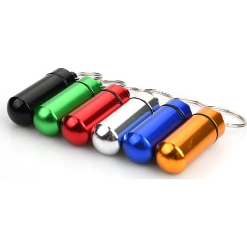 Portable WaterProof Mini Aluminum Keychain Tablet Storage Box Bottle Case Holder