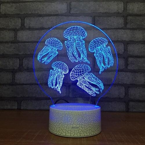Factory Direct Sales Plug Usb Small Night Light 3d Jellyfish Acrylic Small Lamp Kids Room Led Kids Lights Lamps