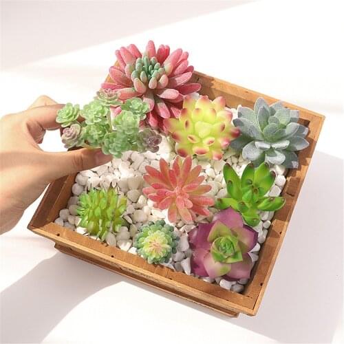PVC Artificial Flocking Succulent Plants Cheap DIY Home Wedding Decoration Flower Arrangement Potted Ornaments For Outdoor Decor