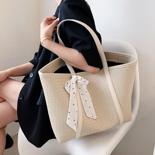 2022 luxury Pu Leather Female Bag Travel Womens Brand Handbags Large Capacity Tote Bag Weave pattern Shoulder Bags for Women