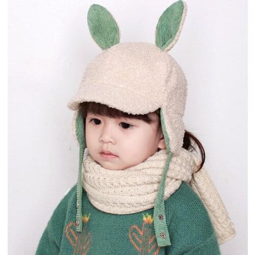 Bomber Hats For Kids Beanie Hat Rabbit Ears Caps Winter Beanies For Girls Baby Patchword Super Cute Cashmere Warm Ears Cap M021