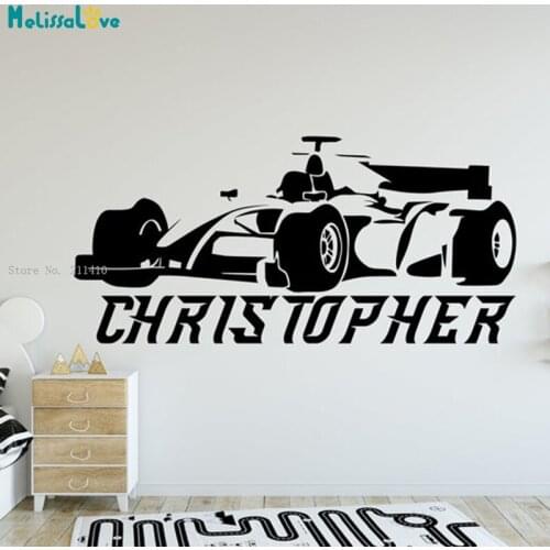 A Car Speed Race With Soaring Adrenal Glands Wall Decals Home Decor Monogram Vinyl Murals Personalized Boy Room Decor YT5725