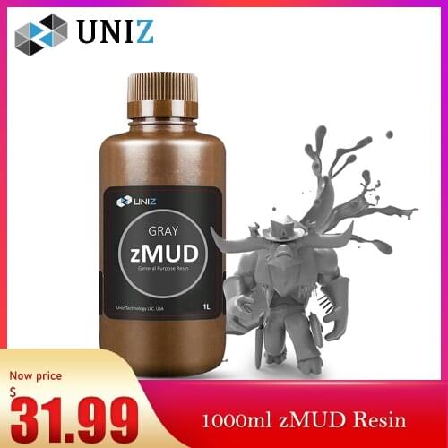 UNIZ 1L zMUD Beige/Gray 3D Printer Resin LCD UV-Curing Resin 405nm High Precision Red Wax Photopolymer Resin for LCD 3D Printing