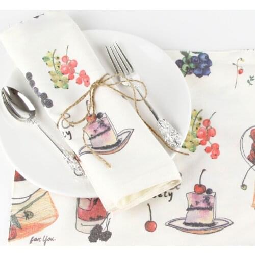 Fruit print fabric linen placemat heat insulation mat dining table mat kids table Napkin fabric country placemats