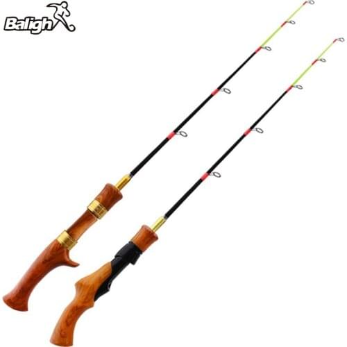 Balight Winter Shrimp Ice Fishing Rod Pole 62CM Mini Portable Carbon Wooden Handle River Carp Winter Fishing Rod Tackle Pesca