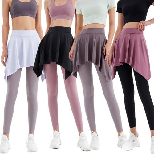 Women Yoga Short Skirt Solid Color Irregular Hem Tie-Up Skirt For Sports/ Dancing/ Fitness Gym Workout Or Everyday Use Casual