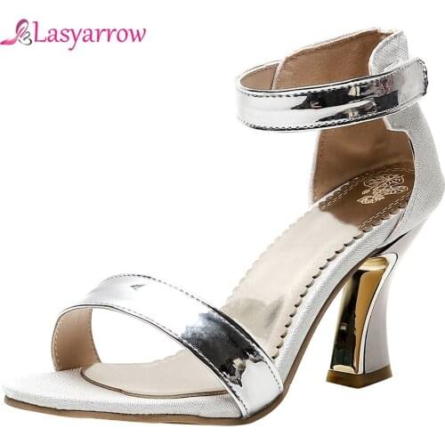 Lasyarrow 2019 new womens sandals peep toe high heel platform elegant comfortable summer pink gold women shoes size 33-45 J817