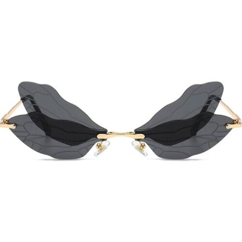 Party Decorative Costume Eyewear Novel Women Rimless Dragonfly Wing Sunglasses Double Colors Rimless Shades