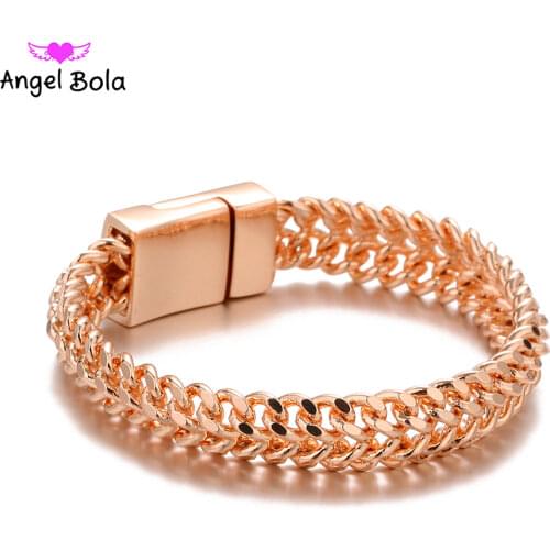 Gold and Rose Gold Fashion Punk Buddha Bracelet for Women DIY Bangle Charms Bracelets Men Pulseira Jewelry Gifts B1216-7