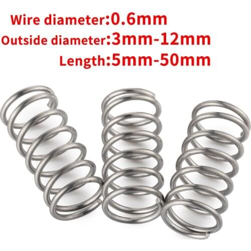 20pcs 0.6mm Wire Dia OD 3 4 5 6 7 8 9 10 11 12 Y-type Rotor Return Compression Pressure spring 10-50mm 304 Stainless Steel