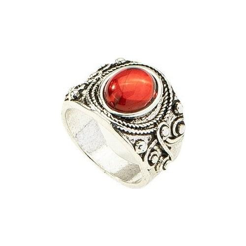2021 Ins Antique Flower Red Oval Resin Stone Irregular Minimalism Finger Rings Trendy Korean Fashion Women Party Jewelry