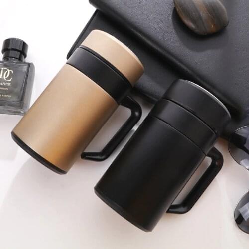 500ML Double Stainless Steel Thermal Vacuum Cup Office Water Bottle With Handle Portable Travel Thermos Coffee Tea Thermocup